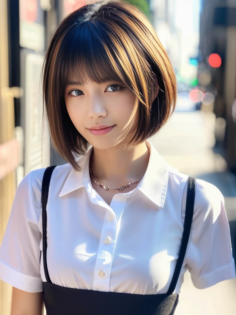((Highest quality、In 8K、masterpiece:1.3))、Sharp focus:1.2、Beautiful woman perfect body:1.4、Slim Abs:1.2、((Short Hair:1.2))、(trendy fashion in tokyo、shirt:1.1)、Single color background、Wet body:1.5、Three-dimensional texture、Detailed eyes、（Brown Hair、Black Hair:1.2)、Very shiny hair、Backward view、Hair quality improvement、Handsome short、Short-haired blonde。