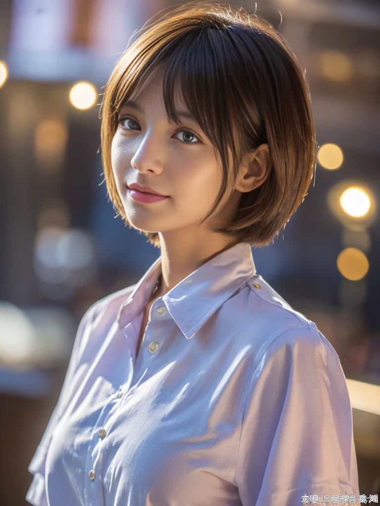 ((Highest quality、In 8K、masterpiece:1.3))、Sharp focus:1.2、Beautiful woman perfect body:1.4、Slim Abs:1.2、((Short Hair:1.2))、(trendy fashion in tokyo、shirt:1.1)、Single color background、Wet body:1.5、Three-dimensional texture、Detailed eyes、(Brown Hair、Black Hair:1.2)、Very shiny hair、Backward view、Hair quality improvement、Handsome short、Short-haired blonde。