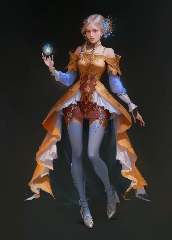 Illustration of a woman wearing a dress, Telegraph Concept, fashion concept art, detailed Telegraph Concept, fantasy outfit, Unrealistic character concept, detailed Telegraph Concept art, Telegraph Concept art, painted in a mystical style, beautiful Telegraph Concept art, outfit design, 1 woman, sacred, masterpiece, best quality, Healer, elegant, fiddler, well proportioned, beautiful, pretty face