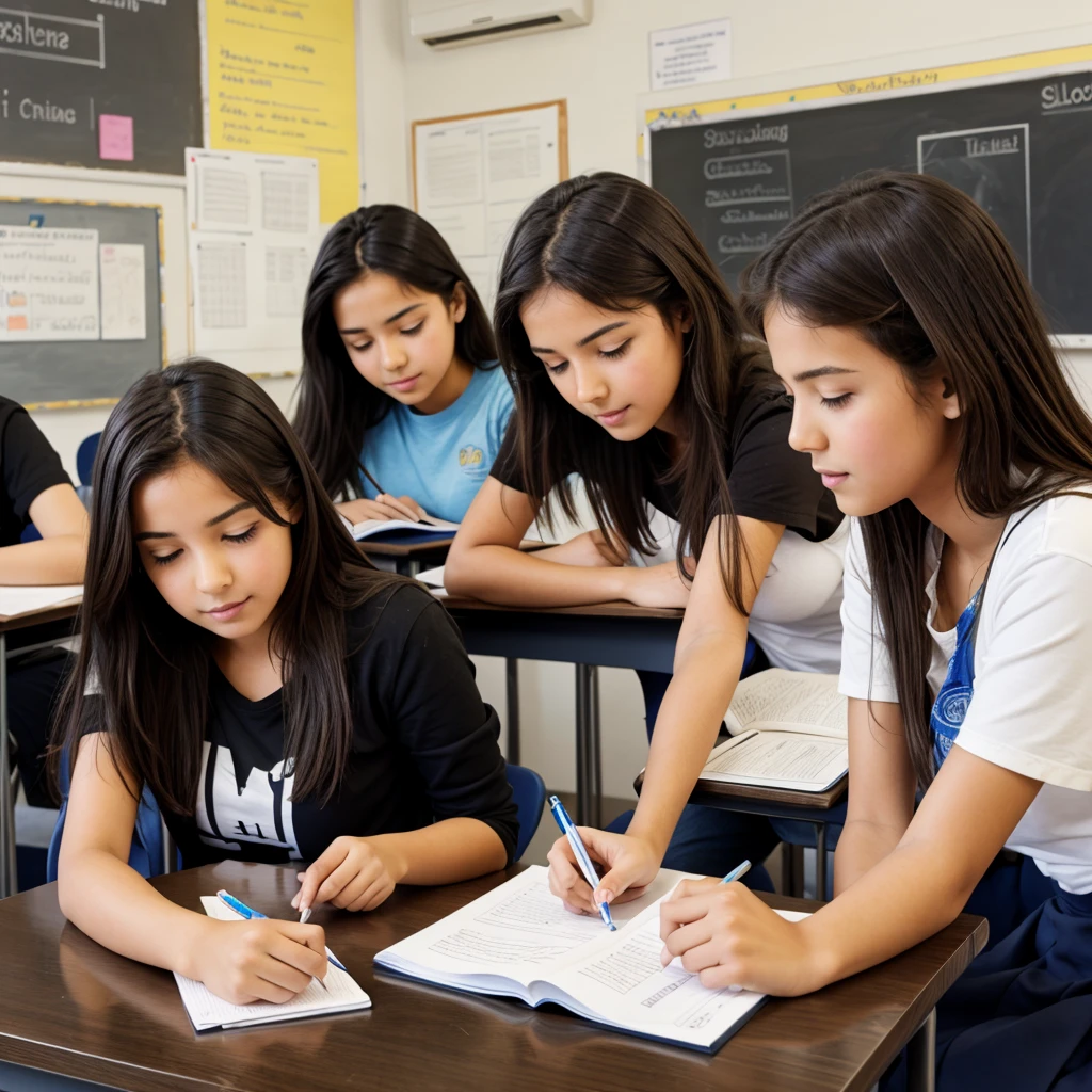 Make a sketch of students studing in class