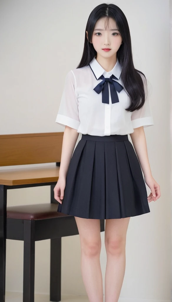 （（（Japanese、girl）））、（（（Reiko, ）））、（（（White and translucent skin）））、Beautiful shiny long black hair、8-head model style