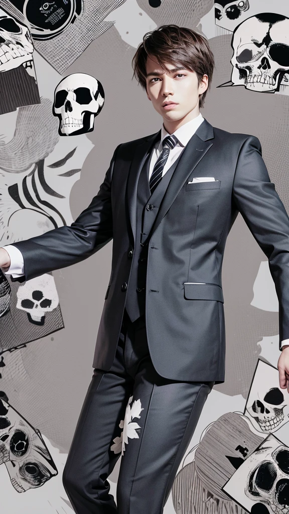 Original skull in suit and tie illustration