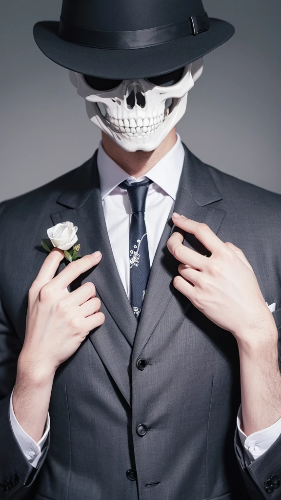 Original skeleton in suit and tie illustration 