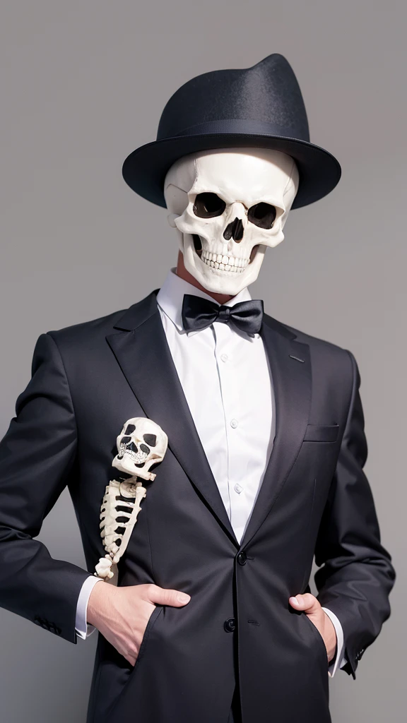 Original skeleton in suit and tie illustration