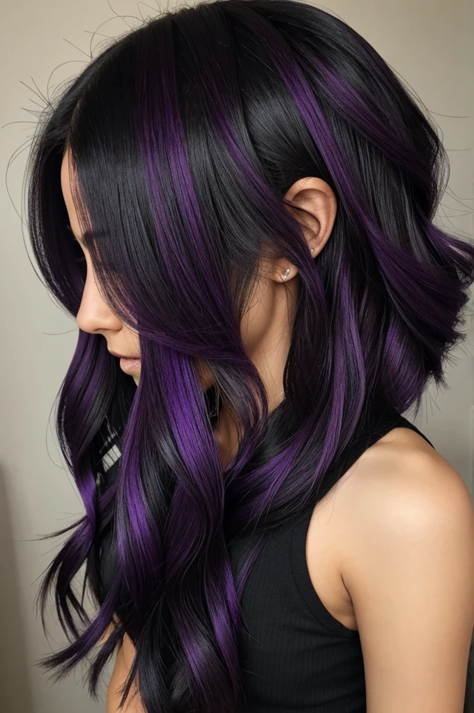 Hair with tones,Unripe, purple and black