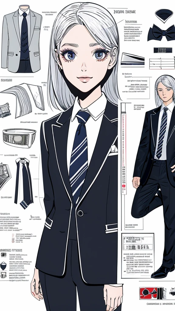 Original skeleton in suit and tie illustration