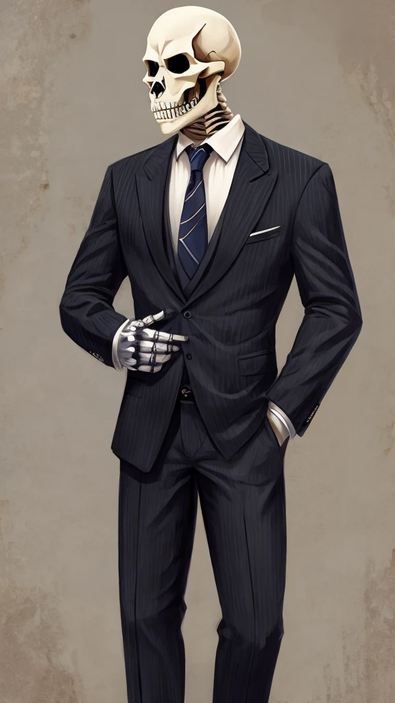 Skeleton in suit and tie illustration