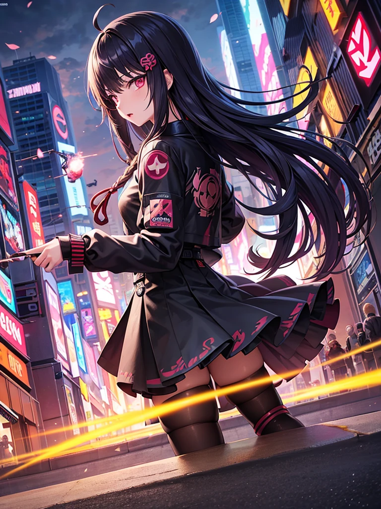 Cyberpunk 2077, anime, portrait, singular character, streetwear, harajuku, samurai, demon, little demon wings, little horns,neon colors,swords and pistols,tattoos, female, long hair, mask,genshin impact, honkai star rail, chainsaw man, bungou straydogs,bangs,attack on titan, japanese, hanako, sakura cherry blossoms, no background, icon, profile picture