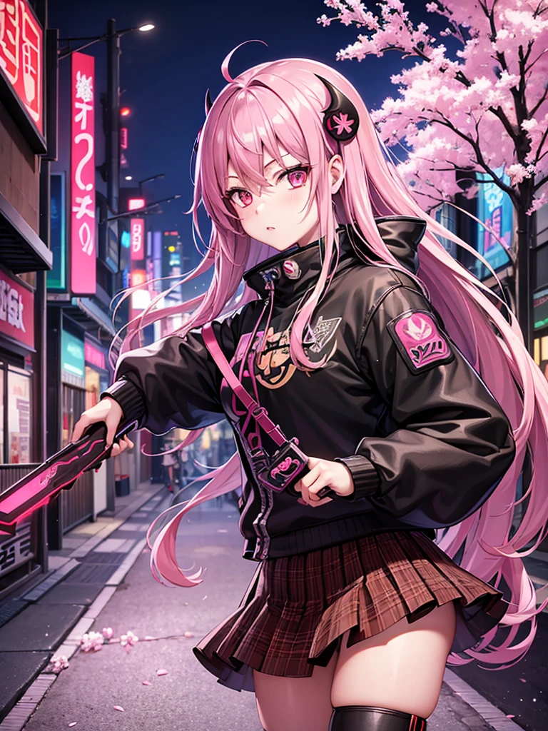 Cyberpunk 2077, anime, portrait, singular character, streetwear, harajuku, samurai, demon, little demon wings, little horns,neon colors,swords and pistols,tattoos, female, long hair, mask,genshin impact, honkai star rail, chainsaw man, bungou straydogs,bangs,attack on titan, japanese, hanako, sakura cherry blossoms, no background, icon, profile picture