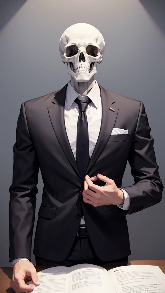 Skeleton in suit and tie illustration