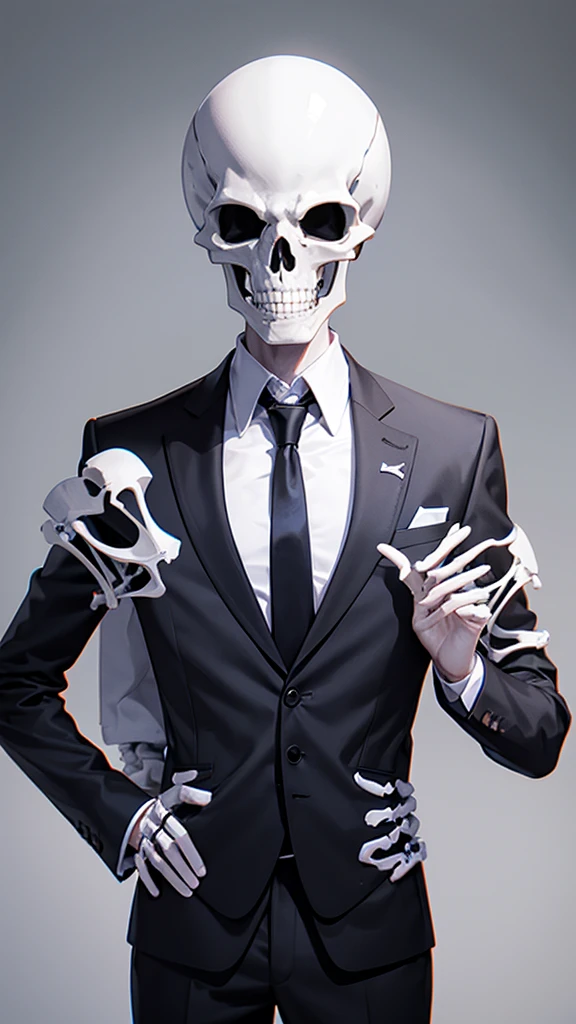 Skeleton in suit and tie illustration