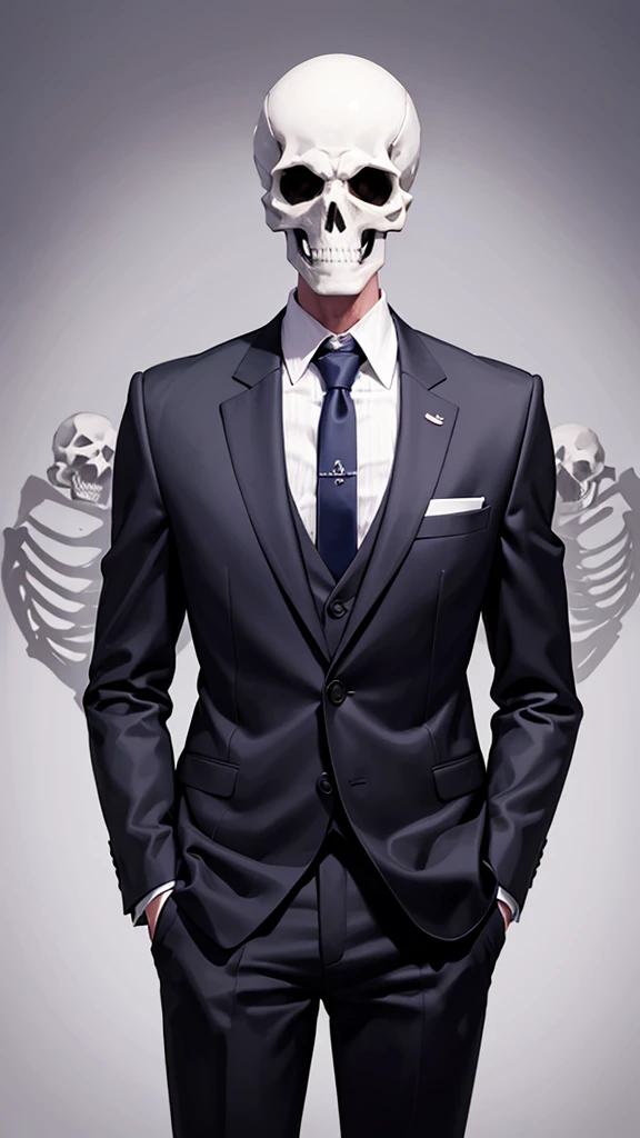 Skeleton in suit and tie illustration 