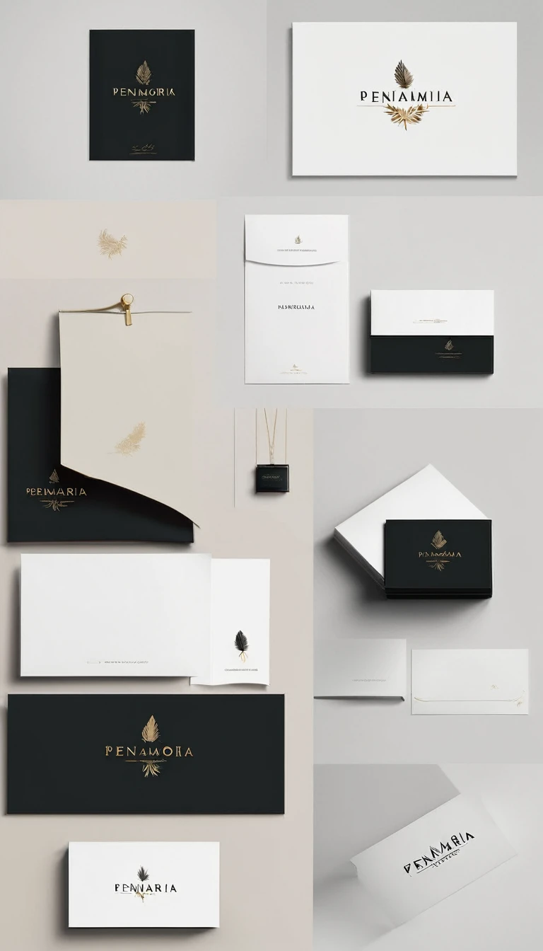 A minimal, modern, simple, cinematic logo design for the brand “Penamemoria". Create a modern, minimalistic, high-quality, logo of a feather of memories