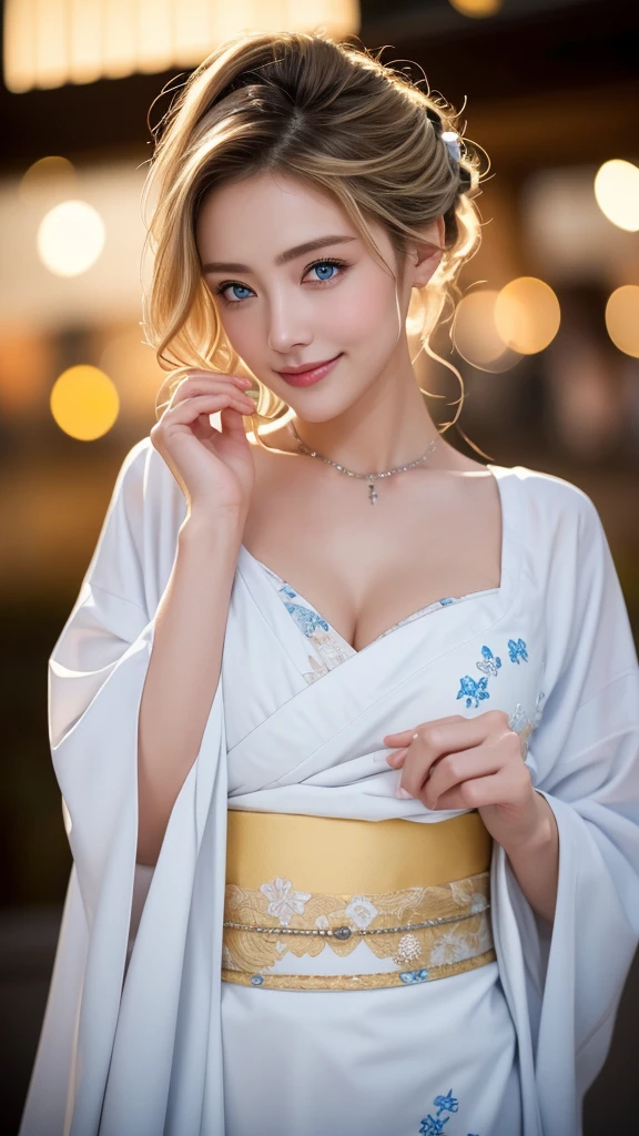 white kimono、kimono、Fireworks display、On the chest、Full Body Tattoo、Wet with sweat、Hair tied up、Full body photo、Sexy face、long haircut、 a look of complete desire、(((masterpiece)))、((highest quality))、((超Realistic))、Mature woman、Mature woman、perspective、very detailed、Perfect hands、finger details、beautiful and detailed eyes、Brown eyeuscular body、Perfect captivating eyes、Best image quality、Fine-grained image quality、beautiful、European, woman, woman Italian, Italian, smile、blue eyes、jewelry, blue eyes, Realistic, High resolution, Soft Light,Hip Up, Glowing Skin, (Detailed face),Full body tattoos、jewelry, , night, Blonde hair, Wavy Hair, beautiful soldier, Attractive appearance, smile, Perfect Style, perfect balance, Fine skin, shy look、