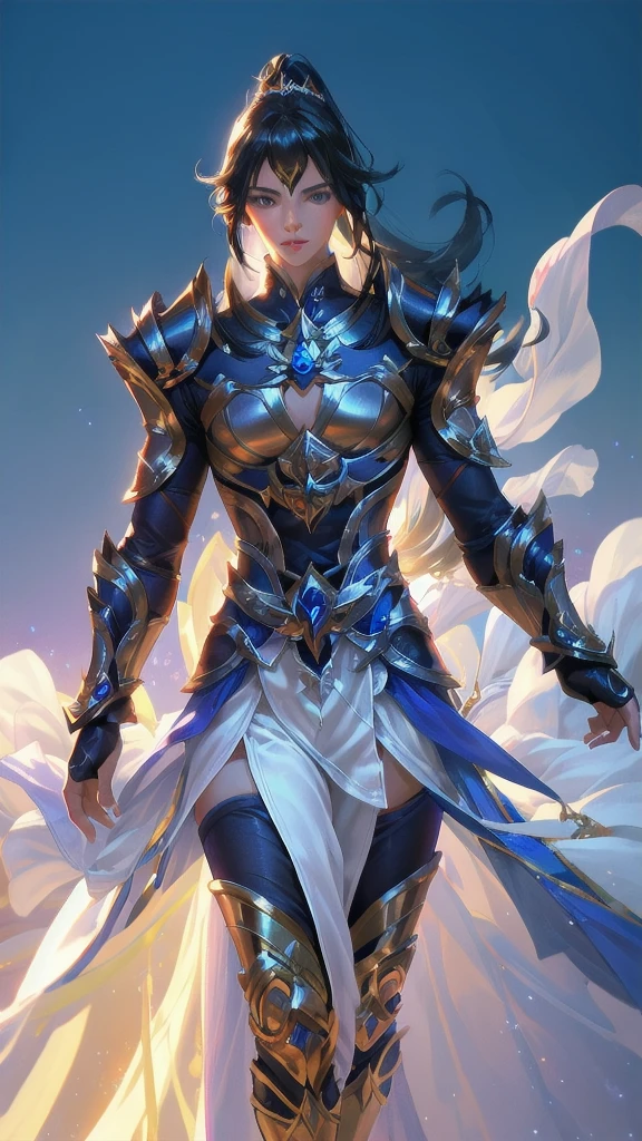 Ultra-high saturation,(tmasterpiece), fully body photo,(best qualtiy), (1girll), starryskybackground,Wearing shiny gold armor, Sexy lingerie type armor,Expose your chest,Expose the waistline,Exposing thighs,cool-pose, Saint Seiya Armor, messy hair,high detal, Anime style, Cinematic lighting, Sparkle, god light, Ray traching, filmgrain, hyper HD, textureskin, super detailing, Anatomical correct, A high resolution,Ultra-high saturation,hight contrast,High-gloss armor,Smooth skin,Serious expressions,Dark room,