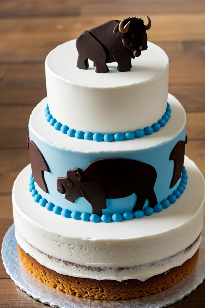 Buffalo shaped cake written M A I L A