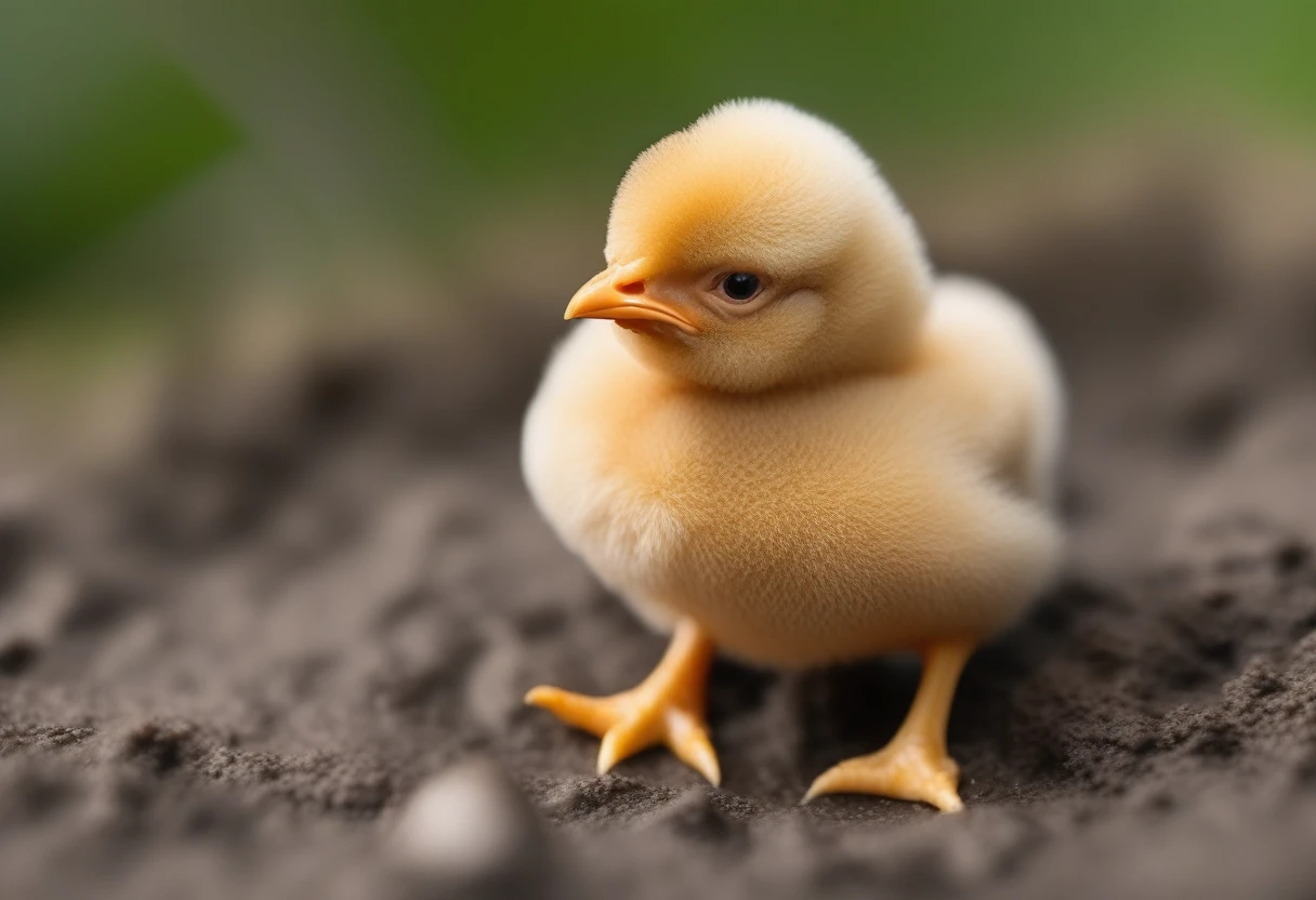 Chick hatched from chicken nugget, The head of the nugget protrudes from the shell.