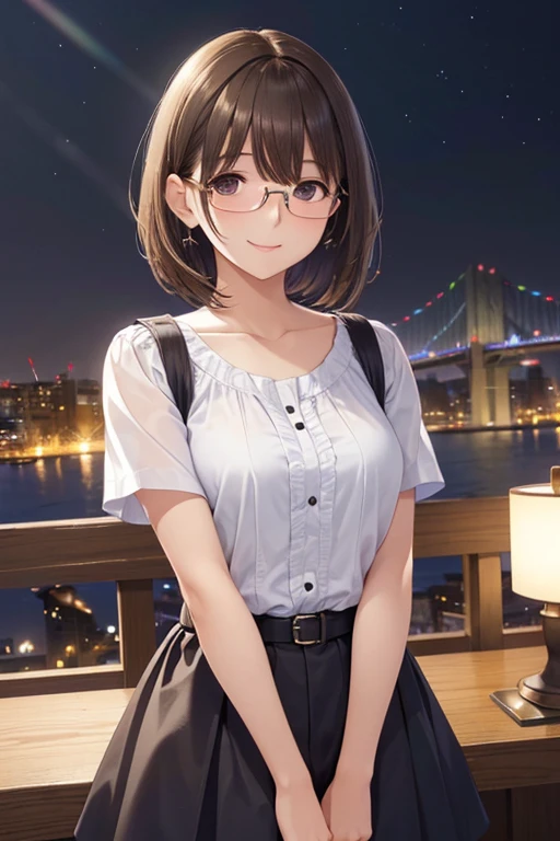 anegasaki nene、Shiny brown hair, short hair, (Beautiful brown eyes、Sparkling eyes, Fine grain)、smile、Super detailedな目、Highly detailed face, Highly detailed eyes,Cowboy Shot、


(Highest quality, High resolution, Super detailed),(Improved image quality) 

masterpiece、High resolution、High resolution、High resolution、1 female、Very close、((Depiction of only the upper body))、((Brown Hair、short hair、Pixie Cut))、((Rimless Glasses))、優しいsmile、Smiling with teeth showing、((Late Night City))、