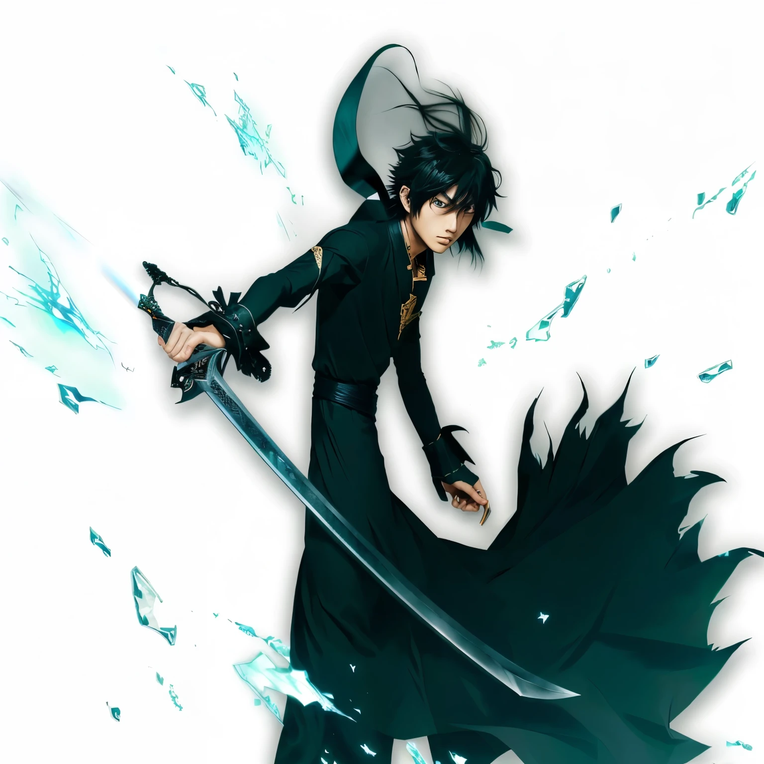 anime, a man in a black dress with a sword in his hand, inspired by Okumura Masanobu, okata kazuto, kentaro miura art style, tsurumaki kazuya, inspired by Okumura Togyu, kentaro miura manga art style, advanced digital anime art ”