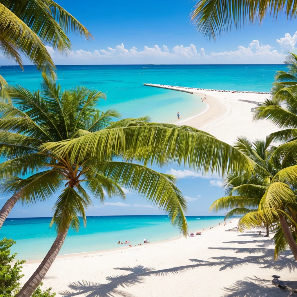 Sunny summer beach without people