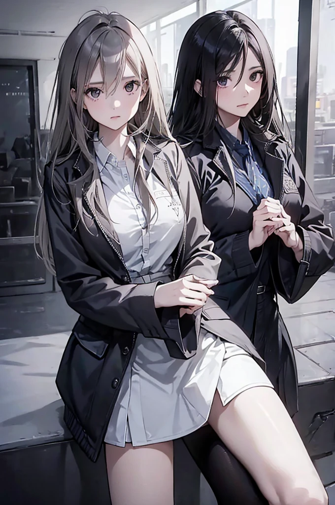 1 Girl:1.3), Solitary, __body parts__ Delicate and realistic skin, Pale skin, Large target, Official Art, Unity 16K Wallpaper, Ultra Detailed, beauty, masterpiece, best quality, Awesome atmosphere, Calming color palette, A calm mood, Soft shadows, Airline stewardess, charm,Large Breasts,Black tights,Police Uniform