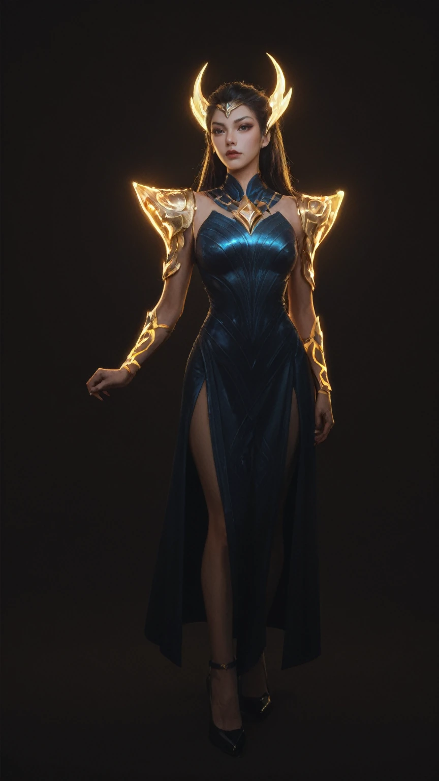 realistic, score_9, score_8_up, score_7_up, score_6_up,
1girl, solo, from front, full body, Aatrox \(league of legends\), black background, makeup, sidelighting, backlighting, glowing,