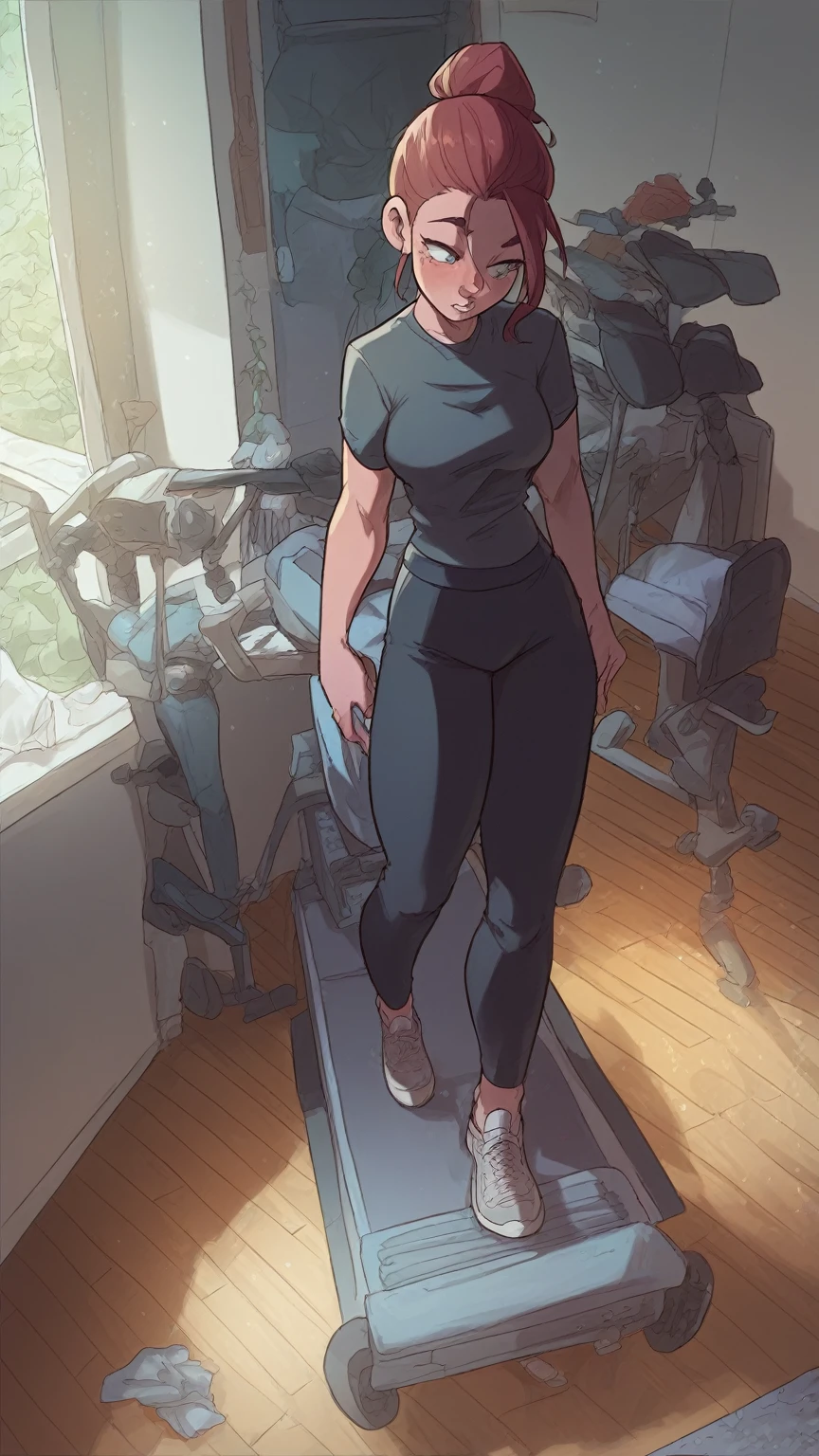 Curvy girl on treadmill