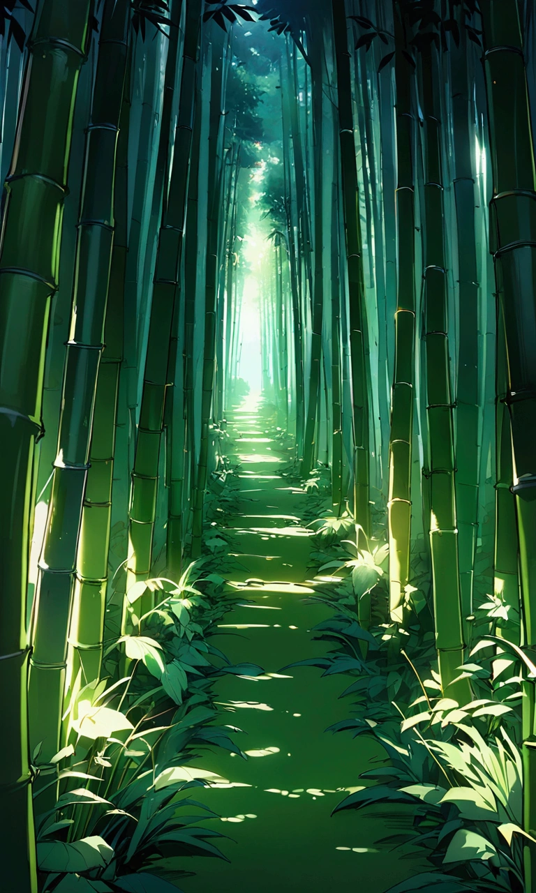 Bamboo Forest Path: This path is densely packed with towering bamboos, giving visitors the feeling of walking through a green tunnel. (high quality, ultra detailed, best quality, masterpiece, 4k, bokef effects, taken by750:1.0)