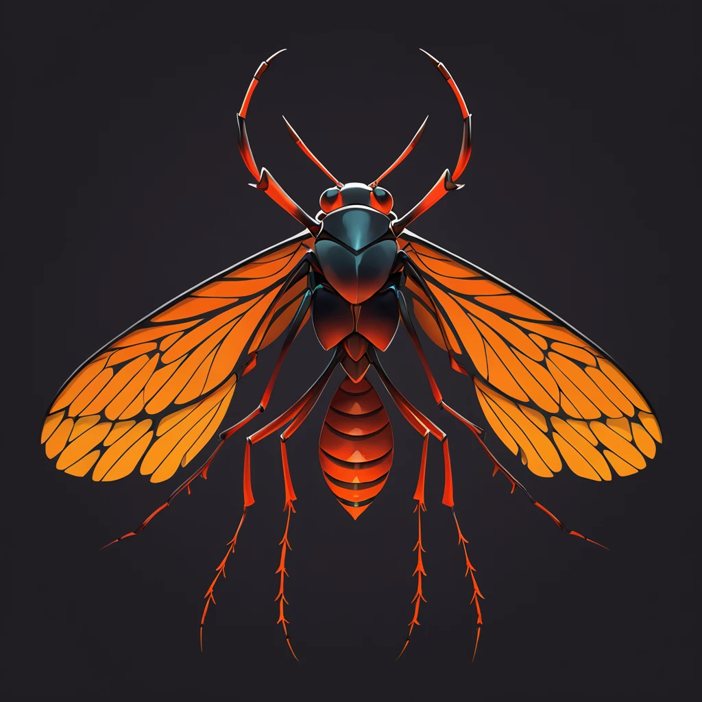 Watching Over You in insect art style, darker background