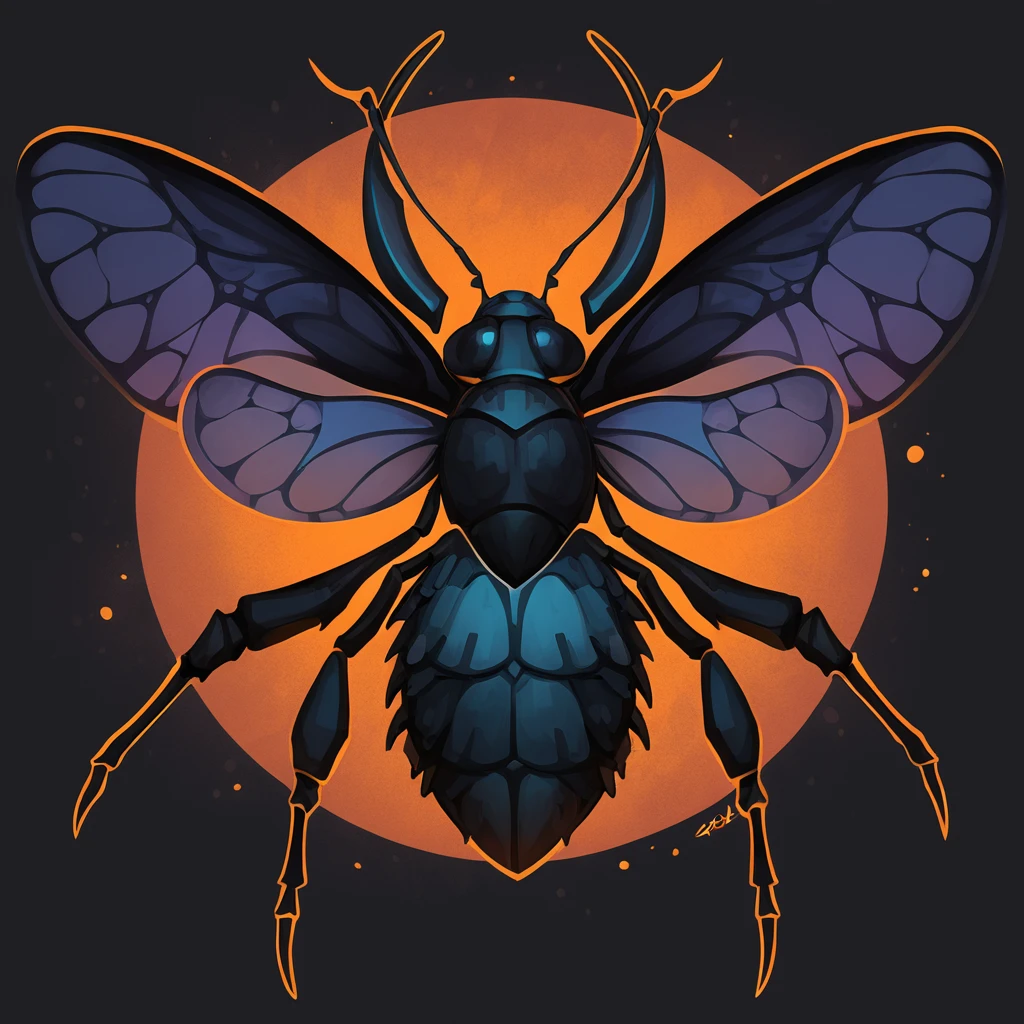 Watching Over You in insect art style, darker background