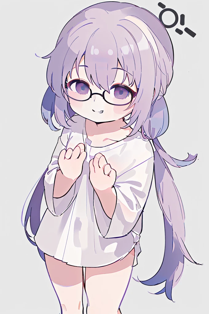  anime girl, , Animation Moe Artstyle, Pink twintail hair and turquoise eyes, wearing a swimsuit, ecchi anime style, anime waifu,  in a dress, Zerochan, pixiv 3dcg, ecchi, On pixiv, ,(big bust:1.5), (Black eyes with a slight purple tint:1.5), (Very white and long hair with a bluish tint, weak perm:1.5), (white sleeves wrapped around arms, oversized white shirt, oversized white shirt:1.5), (bare foot, round-rimmed glasses:1.5), (Belly Fat, muffin top, plump:1.1), (smiling faintly:1.5),(beautiful hands:1.5)