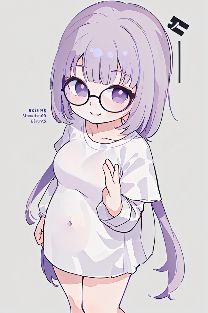 anime girl, , Animation Moe Artstyle, Pink twintail hair and turquoise eyes, wearing a swimsuit, ecchi anime style, anime waifu, in a dress, Zerochan, pixiv 3dcg, ecchi, On pixiv, ,(big bust:1.5), (Black eyes with a slight purple tint:1.5), (Very white and long hair with a bluish tint, weak perm:1.5), (white sleeves wrapped around arms, oversized white shirt, oversized white shirt:1.5), (bare foot, round-rimmed glasses:1.5), (Belly Fat, muffin top, plump:1.1), (smiling faintly:1.5),(beautiful hands:1.5)