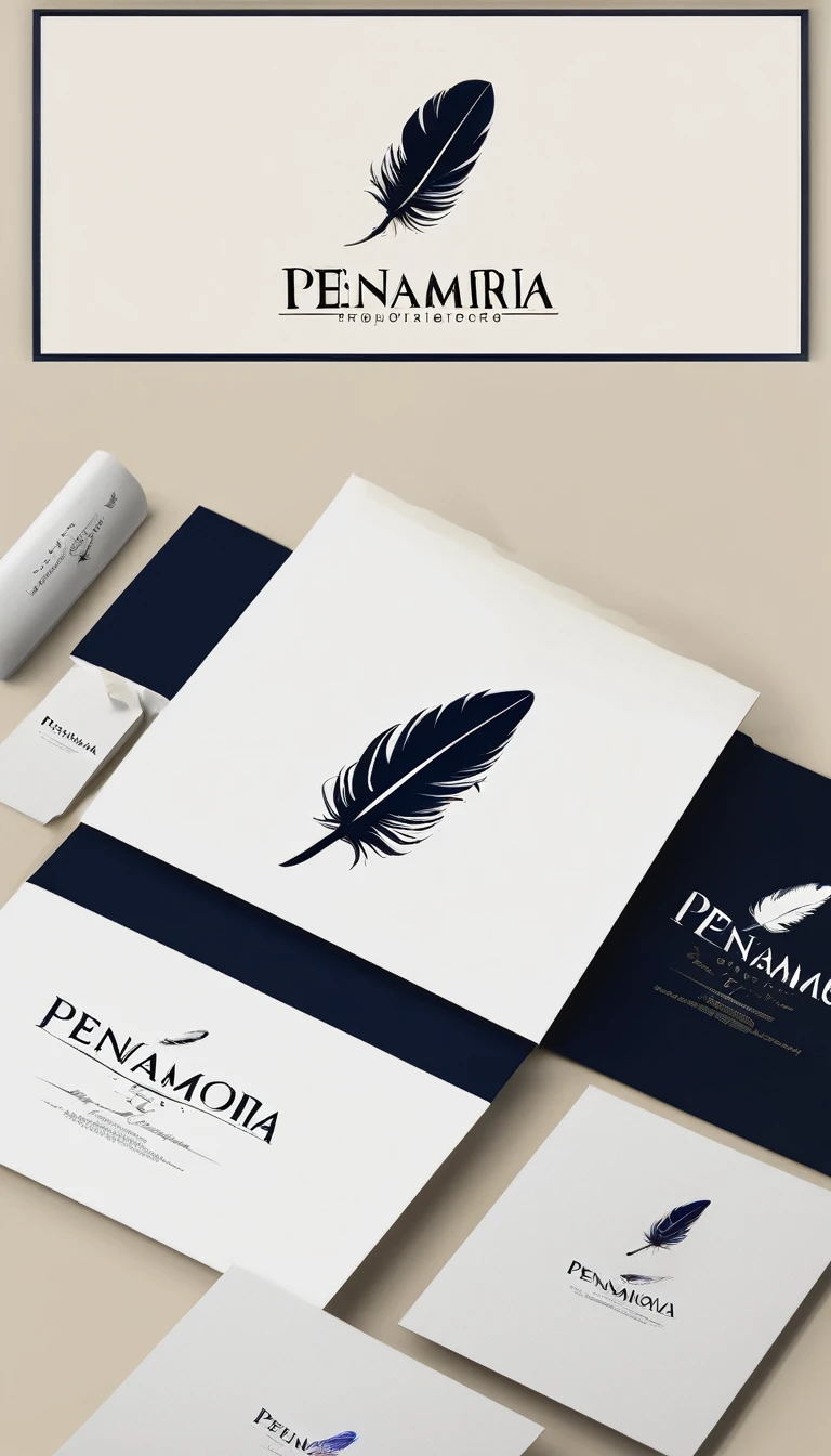 Create a minimal, modern, simple, inspirational, memorable, dream like logo a fantastic, unique feather for the brand “Penamemoria". The logo design pecial Memory Feather