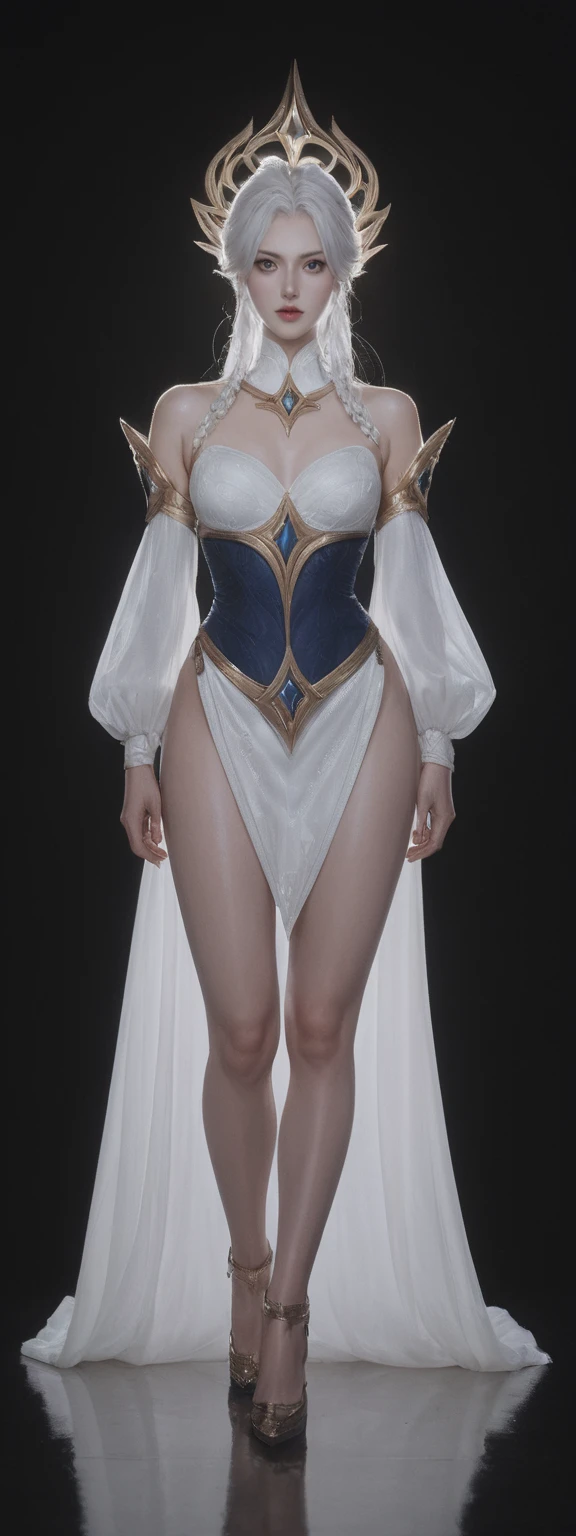 realistic, score_9, score_8_up, score_7_up, score_6_up,
1girl, solo, from front, full body, Aphelios \(league of legends\), black background, makeup, sidelighting, backlighting, glowing,