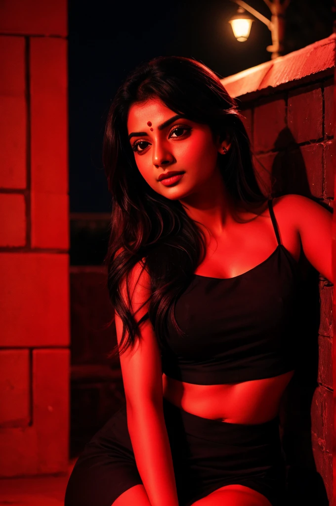 Create a image of kuara advani with night with red colour
