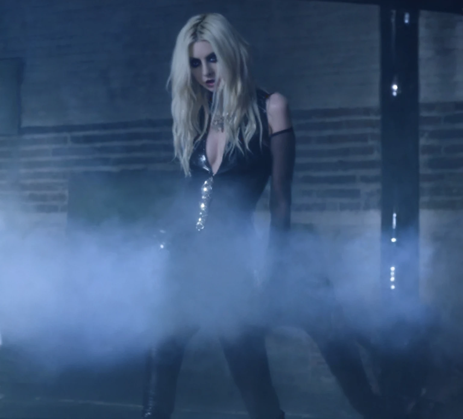 Holly Willoughby copies Taylor Momsen down to the minutest detail, clothed in identical attire, hairstyle, and makeup, scene-stealing re-enactment of the 'Going to Hell' music video by The Pretty Reckless, attention to thread and hair meticulous, facial expression held under soft illumination, dramatically positioned, textures dramatically vivid, eyes treated to spectacular views, impeccable impersonation, UHD drawing