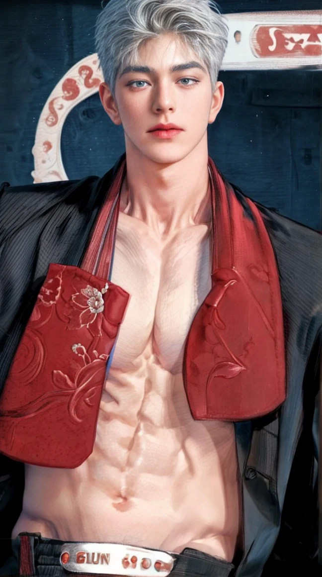 1boy, adult, handsome, perfect face, detailed eyes and face, clean shaved, muscular realistic, capturing a rural atmosphere, dynamic lighting, unreal engine 5, hd picture, satoru gojo, white hair, short hair ,hair between eyes ,blue eyes