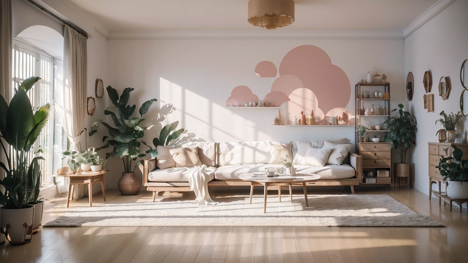 Isometric Room, Pure white background, Highest quality, ((Low Polygon), (Surreal, Uniform 8k wallpaper), (Highest quality), (Best illustrations), (Best Shadow), ((living room)), Chinese style, Pastel Tones, Light Curtains, carpet, Wine cabinet, Cotton and linen sofa, Wooden furniture, Soft Light, plant, Painting, vase, Octane Rendering, Ray Tracing, Very detailed