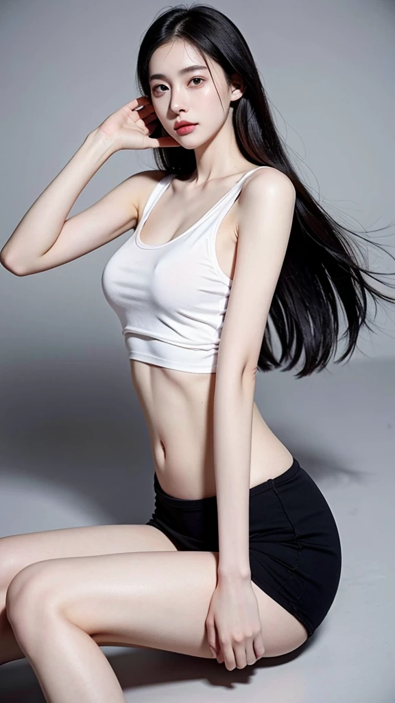 a female school teacher, very thin, pale white skin, visible bones, wet sweat, very slender body,