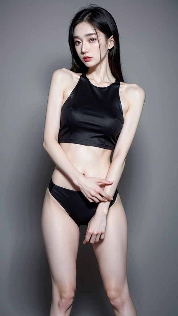 a female school teacher, very thin, pale white skin, visible bones, wet sweat, very slender body, full body