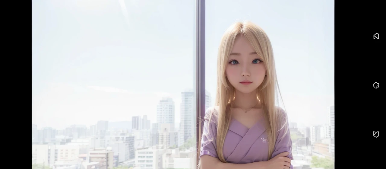 Blonde longhair, purple eyes, japan girl.