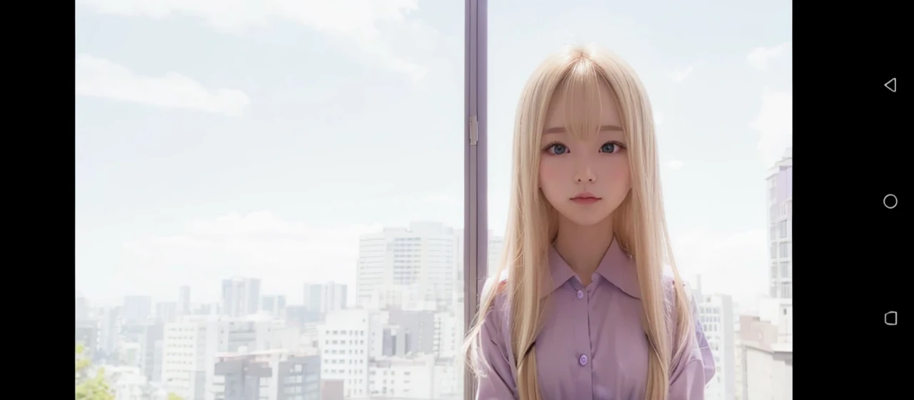 Blonde longhair, purple eyes, japan girl.