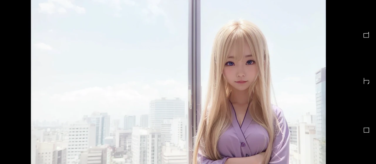 Blonde longhair, purple eyes, japan girl.