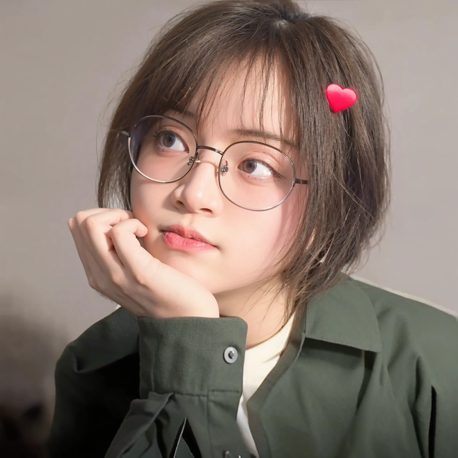 There is a woman wearing glasses and a green jacket posing for a photo,Kawaii realistic portrait,lofi portrait,Guviz-style artwork,nft portrait,high quality portrait,inspirado por Kim Jeong-hui,With glasses,cute portrait,realism art style,wearing small round glasses,anime realism style,realistic anime 3D style,Guviz, there is a woman with red hair and a นางฟ้า costume, beautiful adult นางฟ้า, beautiful นางฟ้า, ยิ้มราวกับราชินีแห่งนางฟ้า, เทวดา, นางฟ้าที่สวยงาม, นางฟ้า, นางฟ้าที่สวยงาม, นางฟ้าตัวน้อย, of นางฟ้าที่สวยงาม, portrait of นางฟ้า, ปีกไม่มีตัวตน, ellie bamber นางฟ้า, การถ่ายภาพแฟนตาซี, portrait of a นางฟ้า, ด้วยปีกที่สวยงาม, of an นางฟ้าที่สวยงาม girl