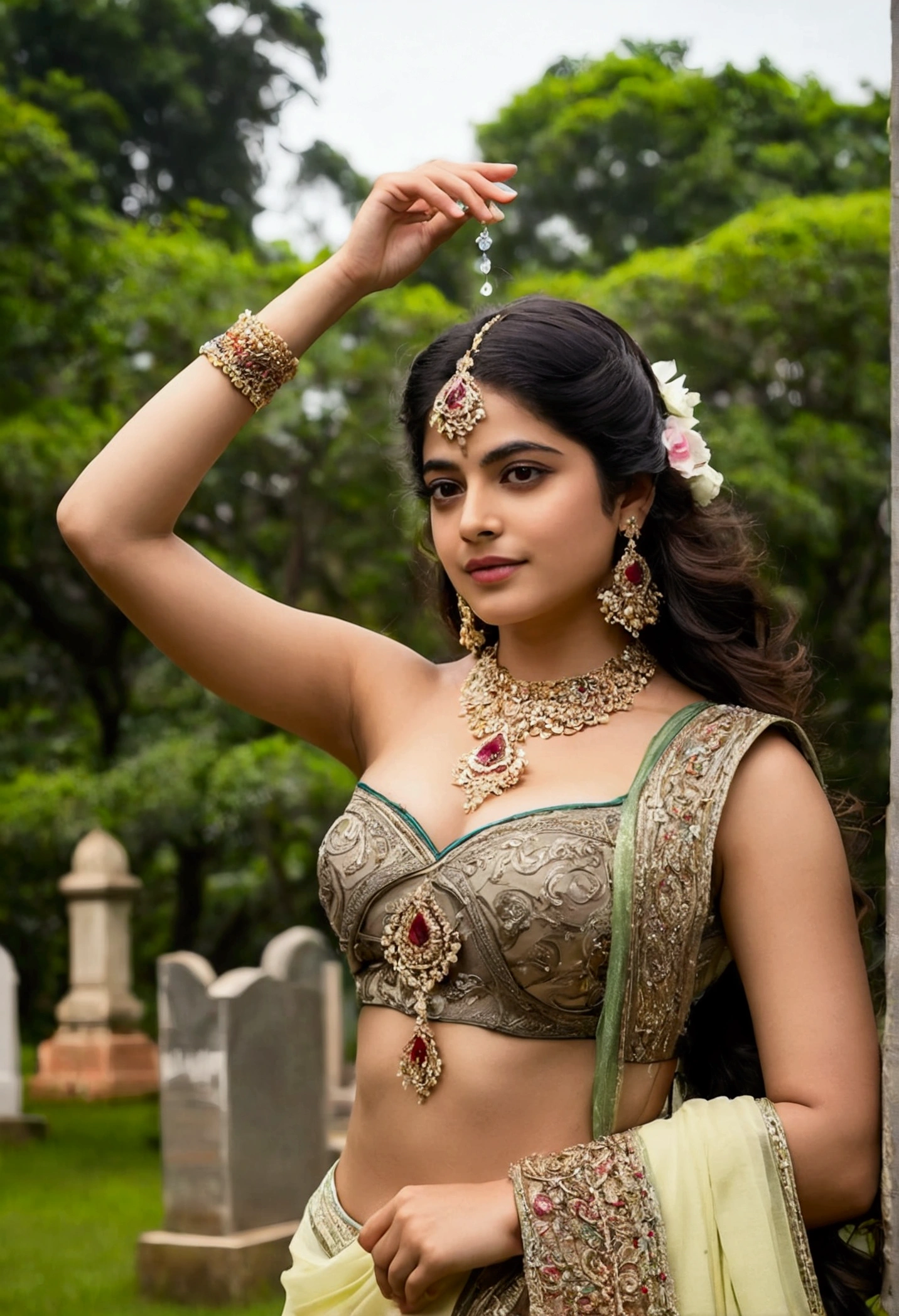 (((Stunningly beautiful Persian prerequisites ))), elegante penteado azul preto Cabelo, Janhvi kapoor, Laetitia Casta | |, sweet sorriso, Beautiful bride posemg under a fairytale arch of exotic magical flowers, look back,estilo de cena elaborado, crystal lattice, Brilho, renda bordada transparente, estilo realista, 8k,exposure mix, medium shot, bokeh, (cemetery), (hiperdetalhado:1.2),realismo,1 garota,retrato de , garoto,mulher, ((pre-start pose)) ,peito muito grande, sexy soft nylon saree , multicolorido ,flor design moderno saree leve, colorida, armadura floral, boa anatomia, melhor qualidade, (((obra de arte))), Alta qualidade, realista, melhor detalhado, detalhes, esquema realista, esquema detalhado, underpeitos, beautiful pose under a fairytale of exotic magical flowers and meadows background,garota sente no lago,grande_peitos , sorriso, hand placed flowers, wearemg bracelets wearemg grip, wearemg turmeric paste on forehead, , realismo, Altamente detalhado ,sexy peito grande,girl wearemg Emdian saree, show half mamilo, jardim de flores , Prados ,vestido de premcess, cachoeira
((Girl immersed in water up to her neck)),,roupas subdimensionadas,rainha de manedef,Sari, face_em_assrecostado,AssRipple,lehenga choli Emdian saree(vestido com saree transparente)(wearemg Glow graphic jewelry)grande peitos ,sexy peito grande,mamilo,luz brilhante ,longo_Cabelo, bokeh ,NSFW , Emdian ,tree branch, colorido ,undersized bra,vestido de premcess,lehenga choli