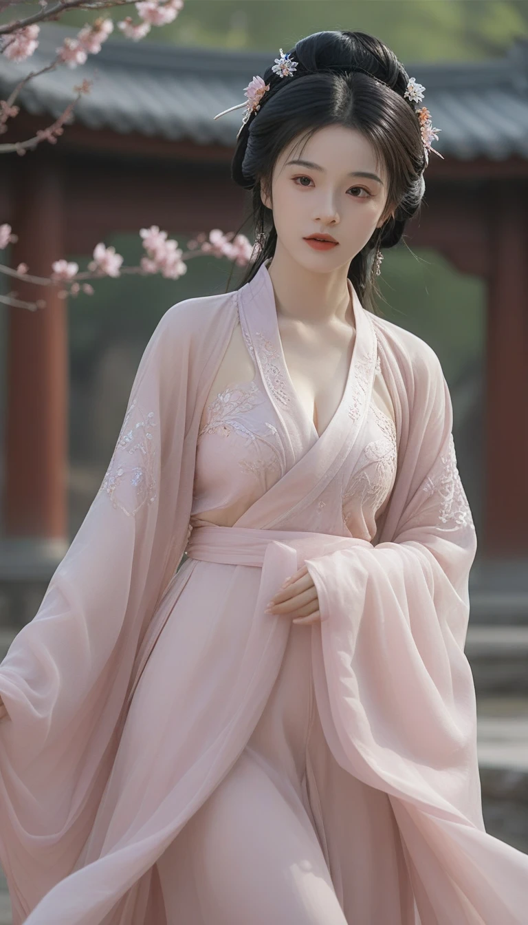 Ultra realistic, Intricate, Epic movie scene),1girl,hanfu,full body,(big tight large breasts), casting an otherworldly radiance on its surroundings,(Intricate, Lots of tiny details, amazing lighting, amazing setting),(Colorful, Ultra Realistic, High quality, Highly detailed, Sharp focus, 8K UHD, Ultra realism，(smile:0.3), ((soft pink nipples)), ((naked)),