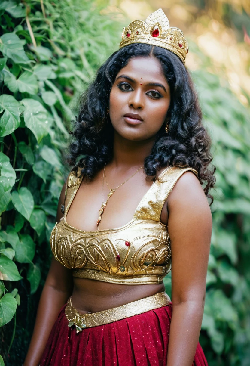 (((photo of a ancient kerala crowned temple goddess ))), (((black kali))) , (((Half Body))), (((very dark skin))), (((age 18+))), (((plus size chubby tall))), (((huge busty milky wet big massive boobs))), (((nude thick thigh))), (((ancient black mini skirt))), ((black skin dark body)), (((red ornaments))), (((depth of field))), ((( flame bokeh))), (((rain))), ((( flashing light leaks))), (((divine))), photorealistic,photo, realism, Getty Images, RAW candid cinema, 16mm, colour graded portra 400 film, remarkable colour, ultra realistic, textured skin, remarkable detailed pupils, realistic dull skin noise, visible skin detail, skin fuzz, dry skin, shot with cinematic,light leaks, RAW Image, DOF, depth of field,bokeh,mylocalgirl