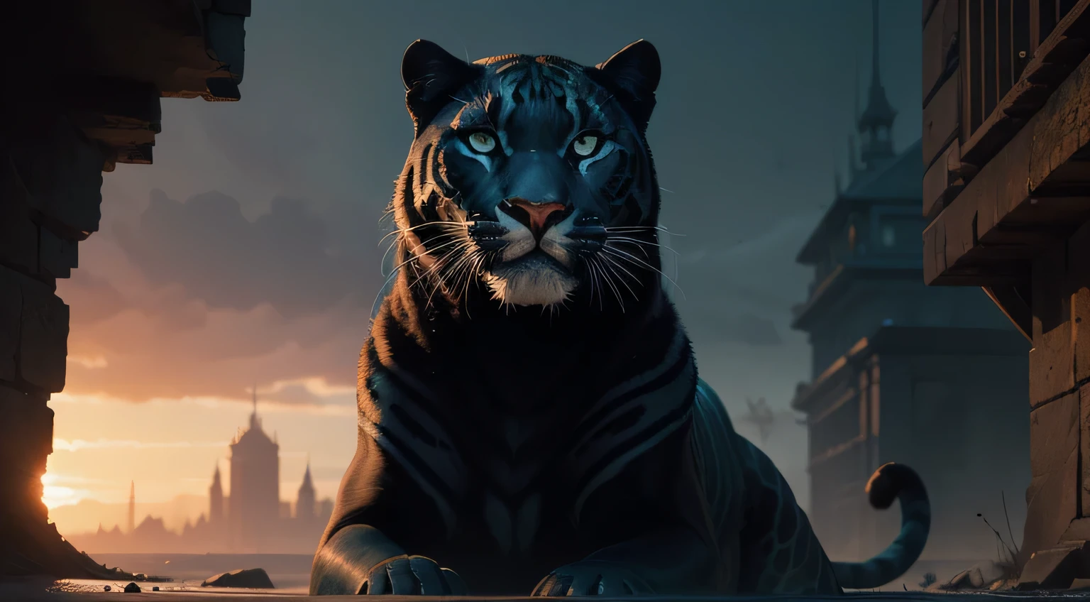 Stunningly beautiful panther goddess, 8k resolution concept art by Greg Rutkowski, dynamic lighting, hyperrealism, intricately detailed splash art, trending on artstation, triadic colors, unreal engine 5, maximalist digital illustration by Alphonse Mucha, WLOP, Jordan Grimmer, volumetric lighting, epic, cinematic, brilliant, dramatic, atmospheric, meticulously detailed oil painting by James Gurney, deep complementary colors