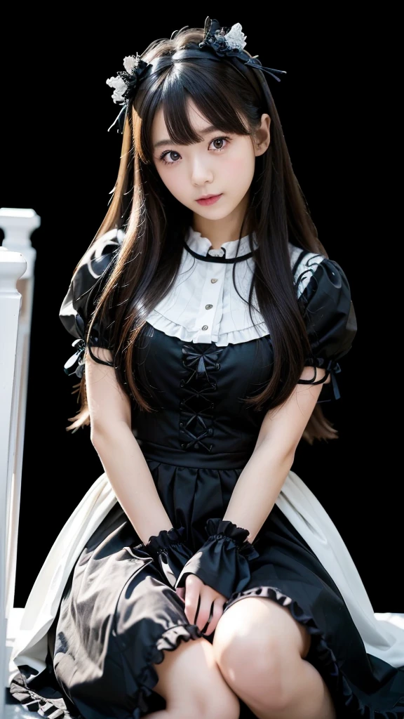 White Room、Gothic Lolita、(Highest quality)、((Very detailed))、4K、(8K)、masterpiece、Very detailedな、Highest quality、Super Resolution、1 person、Kind Face、Soft Light、RAW quality、Soft Skin、163cm、30 years old、From the knee up