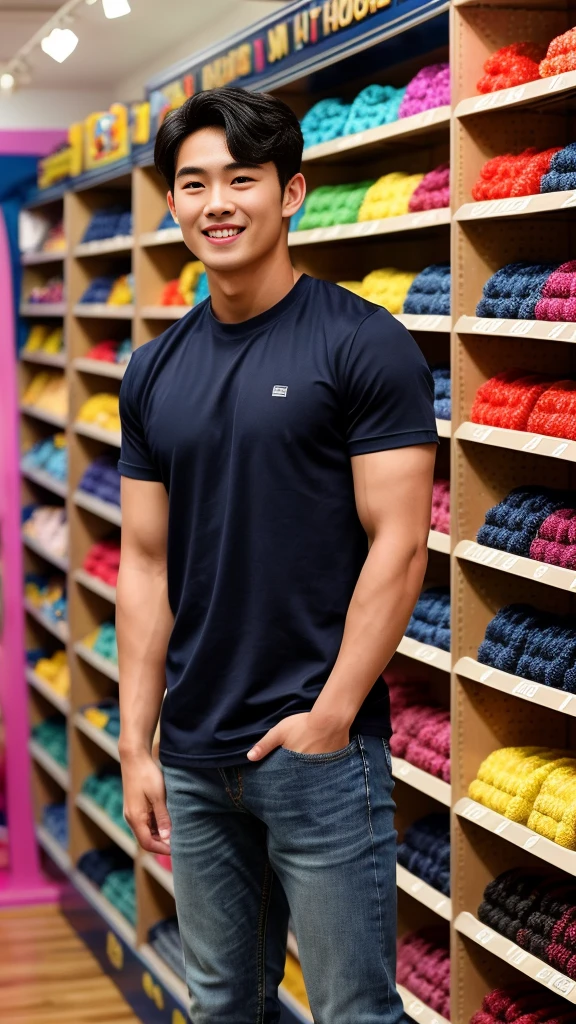 Japanese men、14 years old、Muscles and smooth skin、Very short black hair、A relaxed and friendly smile、Fancy, thin boxer briefs、The whole body is well visible、Fist pump in the locker room、Laughing with mouth open、